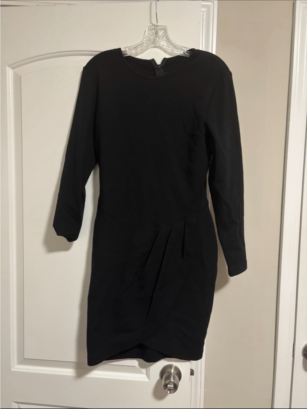 ANDREA JOVINE, NWOT Classic Black Long-Sleeve Sheath Dress, Size Medium